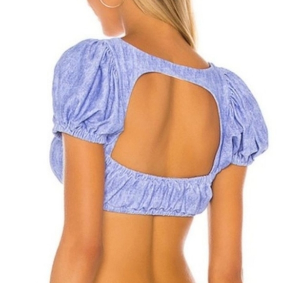 {WeWoreWhat} Brand New Lily Top in Denim Texture - Picture 4 of 11